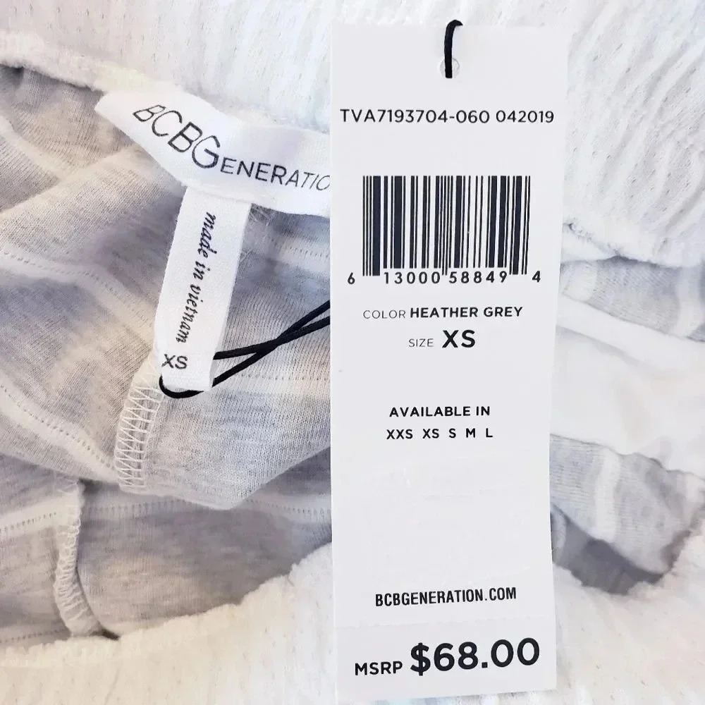 Bcbgeneretion Shorts Scallop Detail Heathered Gray White Elastic Waist Size XS - Picture 12 of 12